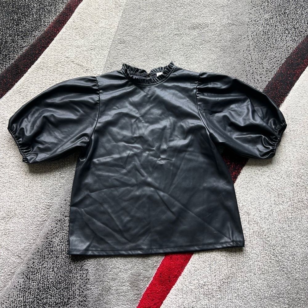 The Impeccable Pig Black Faux Leather Top